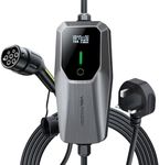 VDLPOWEREU EV Charger 3kw, 6A/8A/10A/13A Variable, 3Pin Home Electric Car Charger Cable Type 2, 5 Metres Single-phase Charger with LED Display, IP65 Waterproof
