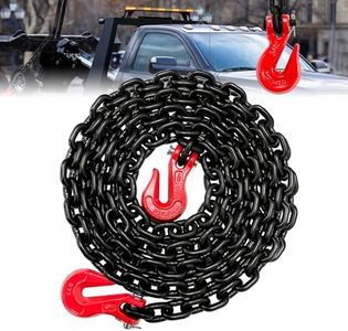 KITUYOTO G80 Transport Binder Chain 5/16 Inch x 20 Foot | Towing Chain | Truckers Chain | Tow Chain with Clevis Grab Hooks | 4,900 lbs Safe Working Load | Heavy Duty Chain for Transporting Towing