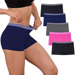 Ruxia Women's Boyshort Panties Nylon Seamless Underwear Comfy Hipster Panties 5 Pack (B8-4, XX-Large)