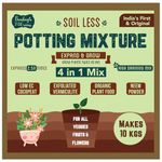 Bombay Greens ; Sow, grow, eat, repeat 10Kg Soil Less 4 in 1 Potting Mixture - Cocopeat, Vermiculite, Neem Khad, Organic Plant Food | Pot Mix for Home Gardening or Terrace Garden - Bombay Greens