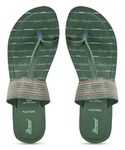 PARAGON Women's Green Wedge Sandals | Trendy Slip-On Sandals with Cushioned Footbed, Stylish Design, and Durable Construction | Perfect for Everyday Casual Wear