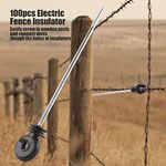 Ejoyous 100 Pcs Electric Fencing Wire Ring, Wood Post Screw-In Fencing Ring Insulator, Insulator Tape Screw for Wood Post Wood Post Rainproof or Small Animals