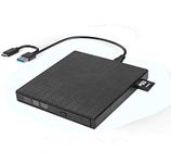 External DVD CD Drive High-Speed USB-C&USB 3.0 CD DVD-RW Player Burner Writer Rewrite Support SD/TF Card/2 USB 3.0 Ports/Charging,Compatible with WriteOS/Windows/MacBook/Laptop/Desktop Computer pc