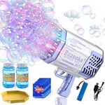 AIGUMI Bazooka Bubble Gun, 12000+ Bubbles Per Minute Bubble Machine Gun with Colorful Lights, Bubble Gun for Kids, Toy (Purple)