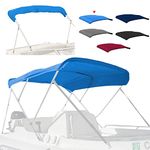 Seapisode 4 Bow Marine Grade Fade and Crack Resistant Bimini Top Replacement Cover, Heavy-Duty Waterproof and UV-proof Sun Shade Boat Canopy, Easy Install Zipper Sleeve Boat Awning/Without Frame, Blue