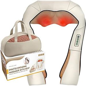 FIVE S FS8801 Deep Tissue 3D Kneading Shiatsu Neck, Shoulder, Back, Leg and foot Massager Pillow with Heat, Beige