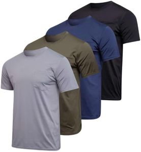 Real Essentials 4 Pack: Men's Dry-Fit Short Sleeve Pocket Crew Performance Athletic T-Shirt (Available in Big & Tall)- Set 6, 4X