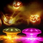 TEPENAR LED Pumpkin Lights with Remote -Jack O Lantern Lights with 7 Modes Halloween Decor Lights IP68 Rechargeable Lantern Lights for Halloween Party Indoor Outdoor Party (2 PCS)