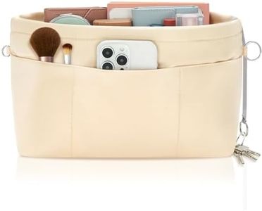 HyFanStr Purse Organizer Insert with Zipped Top for Tote Bag, Handbag Shaper with 13 Pockets, Beige M