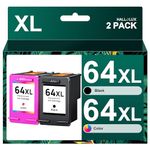 HALLOLUX 64XL Ink Cartridges for HP 64 Black Color Combo Pack High Yield Replacement for HP64 HP64XL XL Works with HP Envy Photo 7958e 7955e 7255e 7855 7858 6230 7155 6255 6252 7120 7164 Printer Ink