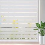 Coavas Window Films for Privacy Frosted Striped Static Cling Non Adhesive Decorative Anti UV Removable Blind Pattern Window Tint for Home Office Door 17.5 x 78.7 Inch,44.5x200cm,Pure Striped