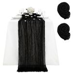 Cheesecloth Table Runner Black Table Runner 36x120 Inches Boho Cheese Cloth Table Runner for Birthday Party Cake Table Decor Banquet Decorations 2 Pakcs