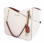 Michael Kors Jet Set Travel Large Chain Shoulder Tote (VANILLA Multi), Vanilla Mk Signature, Large