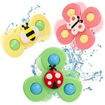 Suction Cup Spinner Toys for Baby, Baby Bath Sensory Toys Learning Toys with Fidget Function, Baby Bath Toys for Babies 12-18 Months, Ideal Gifts for 1 2 3 Year Old Boys Girls(3 Pcs)