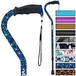 Vive Walking Cane - For Men & Women - Portable, Adjustable Offset Balance Stick - Lightweight & Sturdy Mobility Walker Aid For Arthritis, Elderly, Seniors & Handicap (Blue Floral)