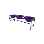 Platinum Pets Triple Modern Diner Stand with 8-Ounce Stainless Steel Pet Bowls in Electric Purple