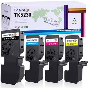BAISINE Ecosys P5021cdw Toner Compatible with Kyocera TK-5230 TK5230 Toner Cartridge TK-5230K TK-5230C TK-5230Y TK-5230M 1t02r9bnl0 for ECOSYS M5521cdn M5521cdw Pack of 4 P5021earearcdn p5021cdw