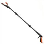 Kekoy Extendable Grabber Reacher Tool with Headlight, 32 inch Foldable Lawn Trash Picker Upper Grabber, 90° Rotating Anti-Slip Jaw, Heavy-Duty Stick, Portable Claw Grabber for Elderly(Orange
