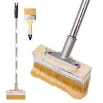 7" Decking Paint Brush 2M Long Handle with 3" Fence Paint Brush, Deck Stain Applicator Staining Brush for Woodstain, Fence Shed Patio, Oil Staining, Decking Stain, Deck Coating