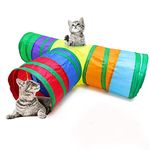 Qpets® 3 Way Rainbow Tunnel Cat Toys Pet Tube Collapsible Play Toy Kitten Toys Cat Playing Toys Indoor Outdoor Kitty Puppy Toys for Puzzle Exercising Hiding Training Toy