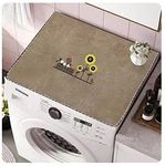 Washer and Dryer Covers Washing Machine Top Cover Dust-Proof Washer And Dryer Top Covers Anti-Slip Fridge Dust Cover 24In x 33In /60cm x 85cm - Khaki