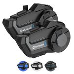 Moman Motorcycle Intercom, H2 Pro【2 Pack Black】 Helmet Wireless 5.1 Communication System up to 1000M with DSP&CVC Noise Cancellation IP65 Waterproof FM, Motorcycle-Intercom-Headset-Helmet-Motobike