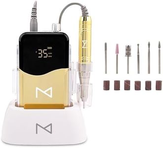 M Mase Nail Drill Professional - 2-in-1 Cordless Electric Nail Drill Machine - Portable, Rechargeable, 35000 RPM, HD Display, Acrylic Drill for Nails - Perfect for Salon & Home Use (Gold)