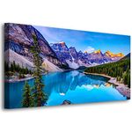 Wall Art Lake Mountain Landscape Picture Print Canvas Wall Art Modern Giclee Artwork Home Decor Stretched and Framed Ready to Hang,2cm Thick Frame, Waterproof Artwork