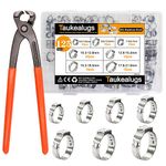 125Pcs 304 Stainless Steel Single Ear Hose Clamps with Ear Clamp Pincer 7-21mm for Securing Pipe Hoses and Automotive Use