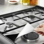 Silver Gas Hob Range Top Protectors, Stove Burner Covers, Stovetop Protector - Gas Cooktop Liner Cover Clean Mat Pad, Reusable, Non-Stick, Easy to Clean (0.2MM) (6PCS)