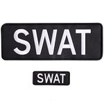 GYGYL 2 Pack Swat Patch with Hook and Loop, for Police Vest Jacket Back Panel-White (1Pcs Small and 1Pcs Large)