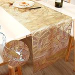 FAVE Gold Table Runners 72 inches Long Heat Resistant Table Runner Hallowed-Out Vinyl Table Runner Waterproof and Washable Dinning Table Runner for Party,Wedding Decorations (Gold Rectangle)