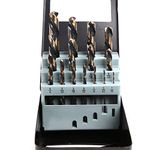 Left Hand Drill Bit Set, 15 Piece | M2 HSS with Titanium Nitride Coating | SAE (1/16" - 1/2")