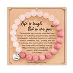 Get Well Gifts for Women Inspirational Bracelets Love Heart Bracelets Bohemian Stretch Bracelets Stone Bracelets Jewelry Gifts for Women