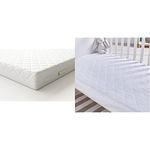 Mother Nurture Classic Eco Fibre Cot Bed Mattress, White, 140 x 70 x 10 cm & Silentnight Safe Nights Quilted Cot Bed Waterproof Mattress Protector