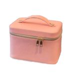 Sisliya Travel Makeup Bag with Mirror of LED Lighted, 3 Colors Modes Makeup Train Case with Multi Dividers, Makeup Case with Mirror (Pink, Big Size:21.5 * 15 * 15 cm)