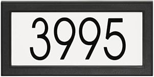 Rectangular Address Plaque – 4’’ Peel & Stick House Numbers INCLUDED – Outdoor Weatherproof Home Sign– PRO-DF - Made in Canada (Black/White)