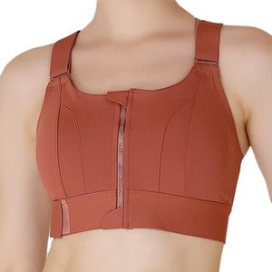 Luella High Impact Sports Bra, Front Zip, Adjustable Velcro Straps, Crisscross Back, Black (in, Alpha, M, Regular, Red)
