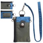 CHENSPRX Minimalist RFID Blocking Small Wallet with ID Window,WaterResistant Zip Id Case Wallet with Lanyard Keychain for Cards,Cash,Travel,Women,Men, GreenOnion+DarkGreen (ElectricBlue+Amy)