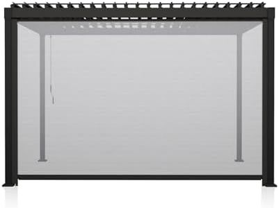 Mirador Accessory - 12Ft Side Shade Screen for Mirador pergola 80/88 Series, Crank, Enhance Outdoor Living Space with Pull-Down Sun Shade, Wind Block, UV Resistant, Charcoal, not pergola