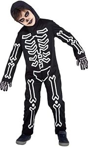Rubies Costume Ossa Glow in Dark per bambino e bambina, Tuta, guanti e capello, Costumi Scheletro per Halloween, Carnevale, Cosplay