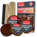 2pk Shoe Brush Set & 3 Brown Shoe Polish | Brown Shoe Polish Kit | 2 Shoe Polish Brushes + 3 Wax Brown Leather Shoe Polish | Brown Boot Polish | Shoe Polish Brown Polish Shoes | Shoe Cleaning Kit