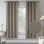 Country Style Thermal Insulated Room Darkening 100% Sun Blocking Linen Drapes for Bedroom - Energy Saving Window Treatment Curtain Drapes for Living Room (Taupe,2 Panels,W 52 x L 72 Inch Length)