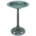 CHRISTOW Plastic Resin Bird Bath for Garden, Round Pedestal Birdbath, Traditional Victorian Style, Rustic Metal Effect, Standing Outdoor Water Bowl, 60cm x 43cm x 43cm (Green)