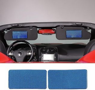Car Sun Visor Panel Trim Cover Sticker for C6 Corvette 2005-2013, Car Visor Makeup Mirror Panel Trim Cover, Carbon Fiber (Blue)