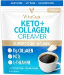 VitaCup Keto + Collagen Coffee Creamer Vanilla Flavor with MCT, Collagen Protein, Coconut Water, L-Theanine for Keto Diet, Use in Coffee, Smoothies, & Shakes, Dairy-Free, Gluten-Free, Soy-Free, 10oz