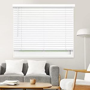 CHICOLOGY Faux Wood Blinds , Window Blinds , Wood Blinds , Window Shades , Window Treatments , Blinds & Shades , Window Shades For Home , Wooden Blinds , 22"W X 36"H, Basic White