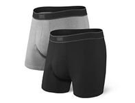 Saxx Men's Underwear -Daytripper Boxer Briefs with Built-in Pouch Support- Underwear for Men, Pack of 2, Black/Graphite Heather, Medium