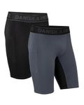 DANISH ENDURANCE Compression Shorts, Running, Gym & Workout, Quick Dry, for Men, 2-Pack, Multicolour (1x Black, 1x Grey), L