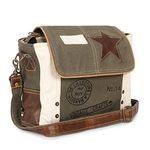 vintage crafts Leather Star Shoulder Bag adjustable leather handle leather trim and star accent for Women Office Laptop Bag, Grey, Women's Shoulder Handbags